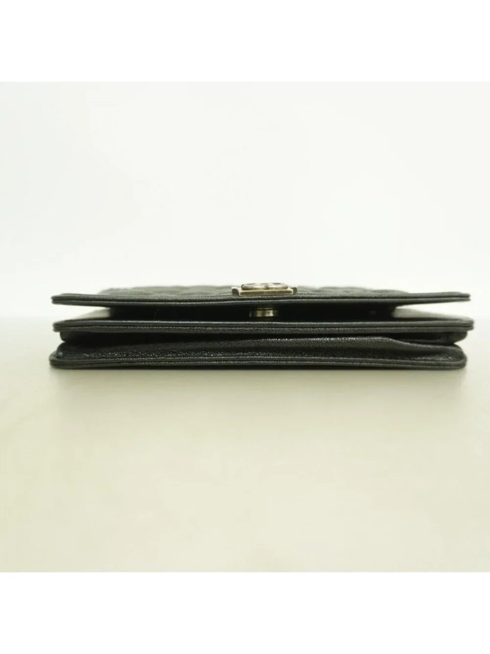 Chanel Shoulder Wallet Boy Caviar Leather Black Silver